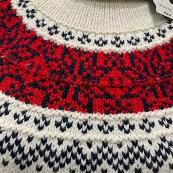 π₯ Landβs End NWT Roll Neck Cream Sweater red & blue 1X - Picture 5 of 11